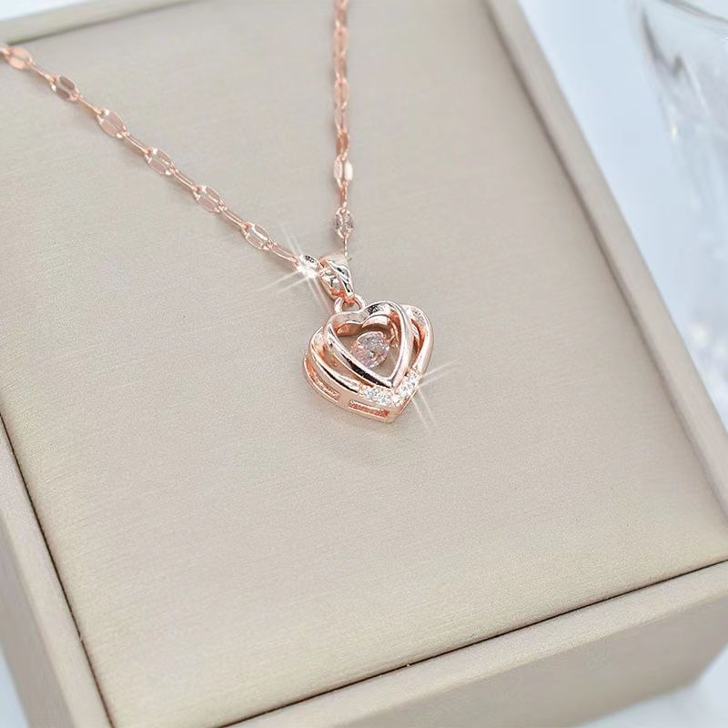 Valentines Day Gift Perfume Bottle Pendant Titanium Steel Necklace Korean Trend Zircon Luxury Female Necklace Charm Jewelry Gift Fashion Jewelry Woman - FASHIONKULTUR