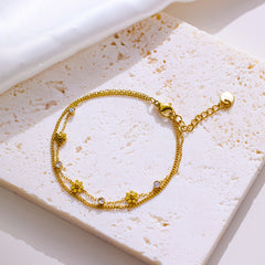 Stainless Steel Bracelet 18K Gold Diamond