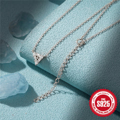 S925 Sterling Silver Personalized Triangle Diamond Short Necklace For Ladies Necklace - FASHIONKULTUR