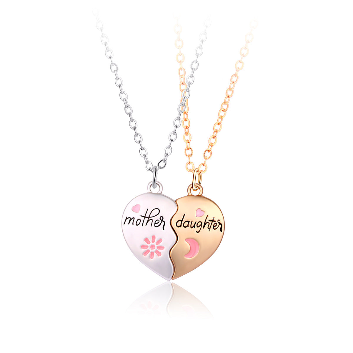 2PCS Set Jewelry Mother Daughter Necklace Matching Heart Magnetic Pendant Fashion Gifts For Mother's Day - FASHIONKULTUR