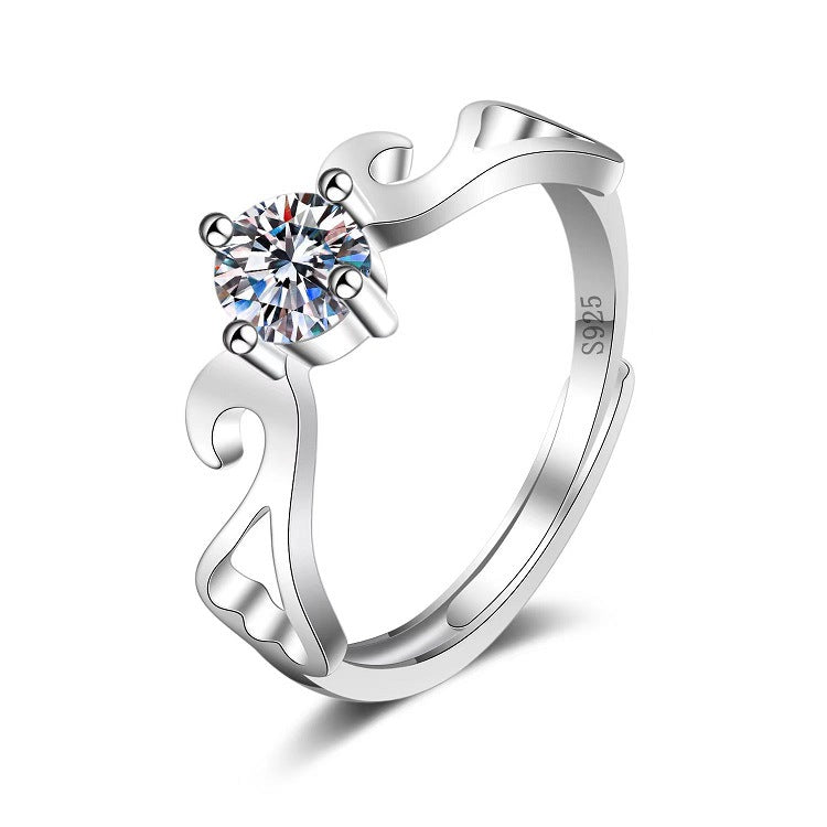 Moissanite Classic Six-claw 1 Karat Open Ring - FASHIONKULTUR