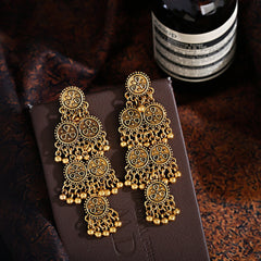 European And American Exaggerated Indian Style Earrings Long Bell Tassel Earrings Nepal