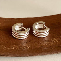 Women's 925 Sterling Silver Striped Minimalist Trendy Earrings