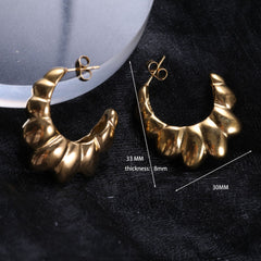 Elegant Water Drop Round Half Circle Crescent Hollow Stainless Steel Earrings - FASHIONKULTUR