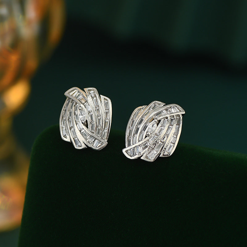 Fashion Micro Zircon-encrusted Stud Earrings Women - FASHIONKULTUR