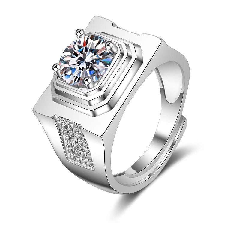 Moissanite Classic Six-claw 1 Karat Open Ring - FASHIONKULTUR