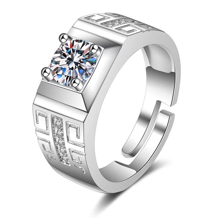 Moissanite Classic Six-claw 1 Karat Open Ring - FASHIONKULTUR