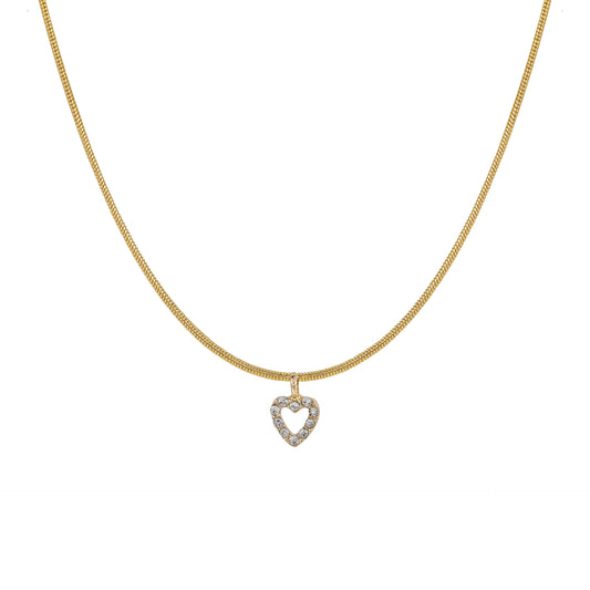 Temperamental All-match Sweater Chain Jewelry Zircon Peach Heart Pendant Necklace - FASHIONKULTUR