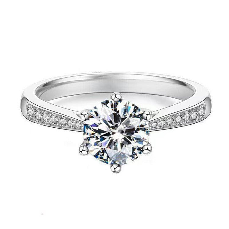 Moissanite Classic Six-claw 1 Karat Open Ring - FASHIONKULTUR