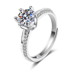 Moissanite Classic Six-claw 1 Karat Open Ring - FASHIONKULTUR