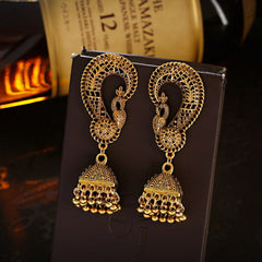 India Exaggerated Personalized Creative Bell Earrings Bohemian Retro Hollow Bird Cage