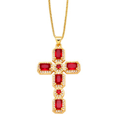 Personalized Hip Hop Cross Trendy Necklace Colorful Zircon Necklace - FASHIONKULTUR