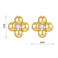 Electroplated Real Gold Vintage Zircon Stud Earrings For Women