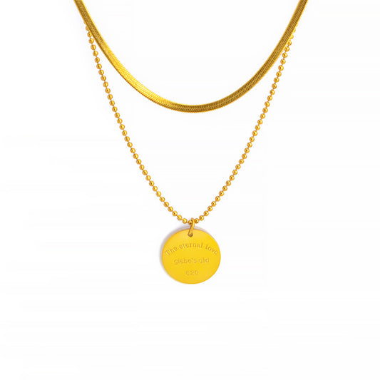 Twin Round Necklace For Women 18K Gold Plating Double Layer - FASHIONKULTUR
