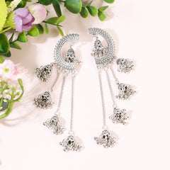 Niche Design Stud Earrings Ornament Vintage Ethnic Style Hollow Bell Pendant