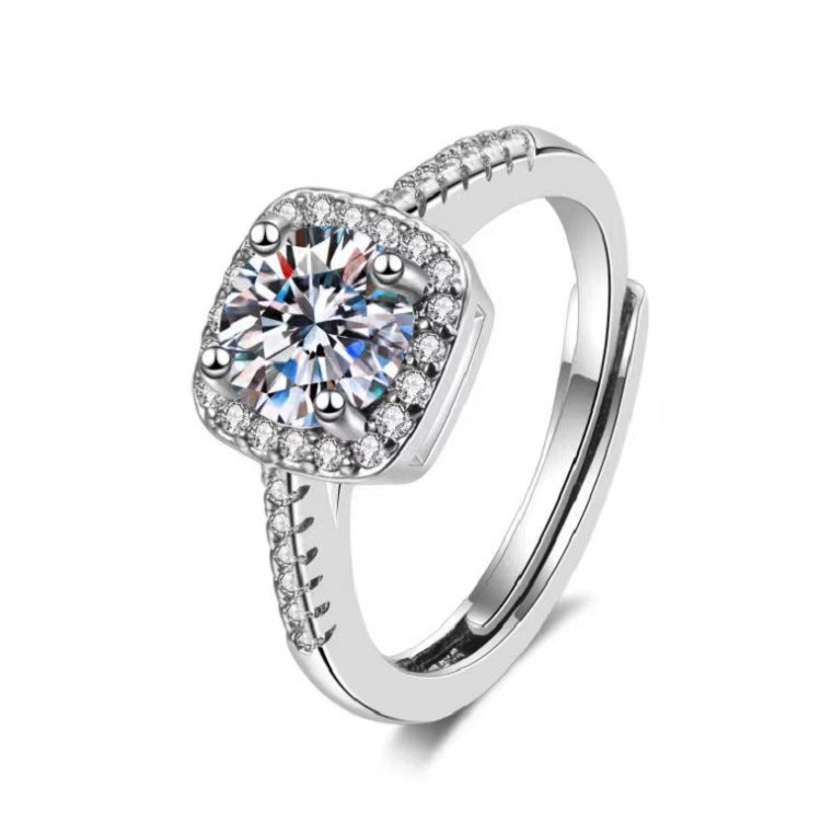 Moissanite Classic Six-claw 1 Karat Open Ring - FASHIONKULTUR