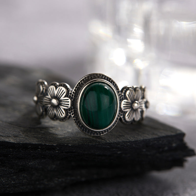 Natural Malachite Colored Gems Ring For Women - FASHIONKULTUR