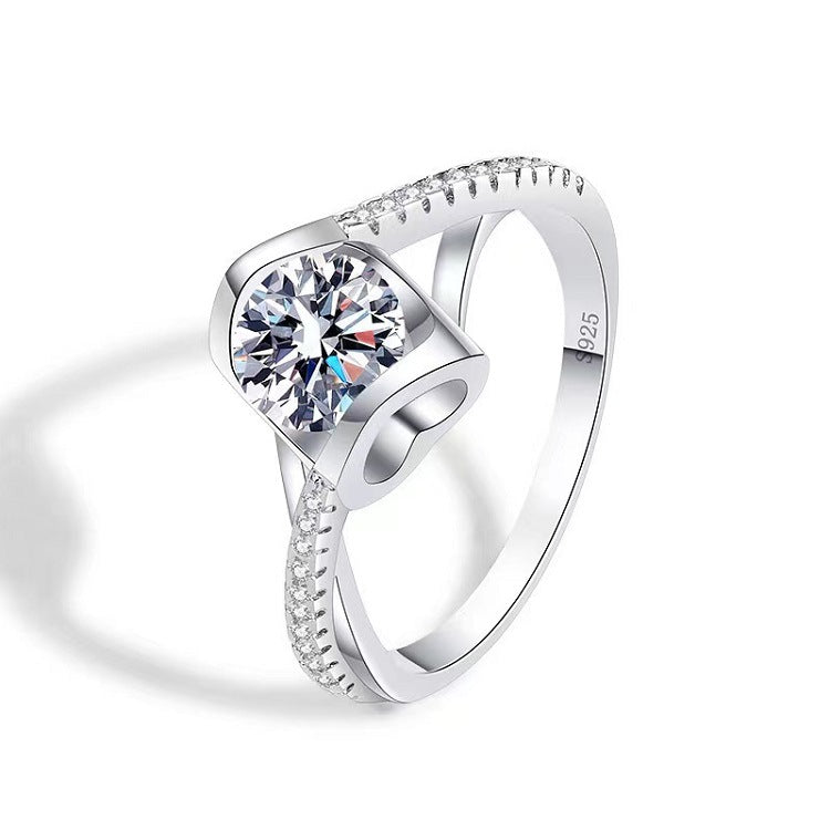 Moissanite Classic Six-claw 1 Karat Open Ring - FASHIONKULTUR