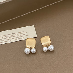 Brushed Metal Stud Earrings Vintage Simple Ear Clip