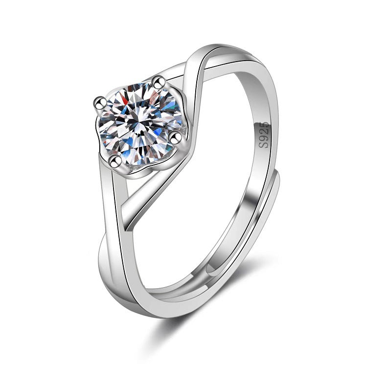 Moissanite Classic Six-claw 1 Karat Open Ring - FASHIONKULTUR