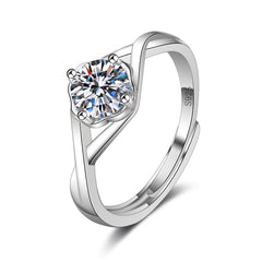 Moissanite Classic Six-claw 1 Karat Open Ring - FASHIONKULTUR