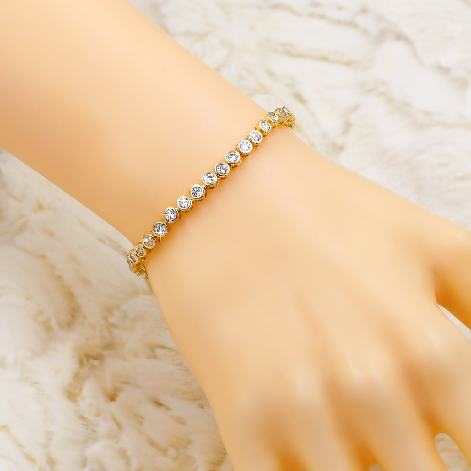 Simple Copper Zircon Platinum Bracelet - FASHIONKULTUR