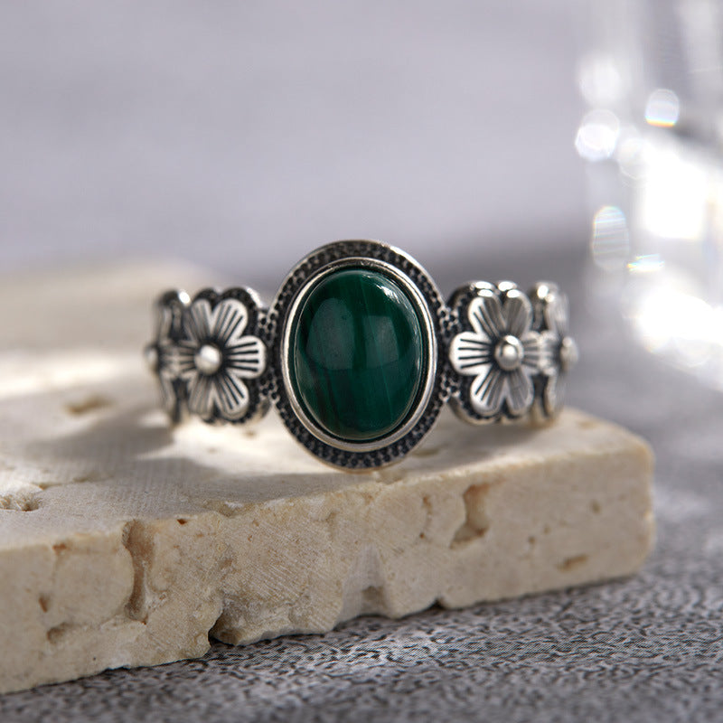 Natural Malachite Colored Gems Ring For Women - FASHIONKULTUR