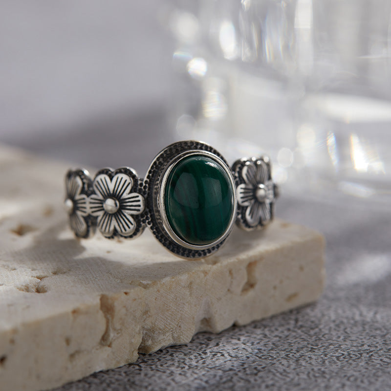 Natural Malachite Colored Gems Ring For Women - FASHIONKULTUR