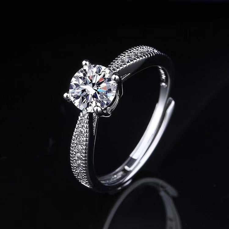 Moissanite Classic Six-claw 1 Karat Open Ring - FASHIONKULTUR