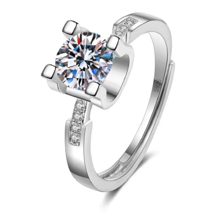 Moissanite Classic Six-claw 1 Karat Open Ring - FASHIONKULTUR