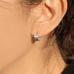 Women's 925 Sterling Silver Striped Minimalist Trendy Earrings