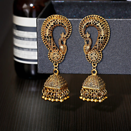 India Exaggerated Personalized Creative Bell Earrings Bohemian Retro Hollow Bird Cage