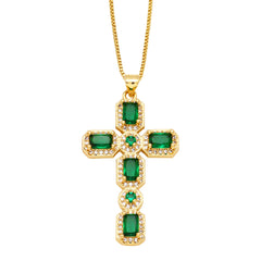 Personalized Hip Hop Cross Trendy Necklace Colorful Zircon Necklace - FASHIONKULTUR