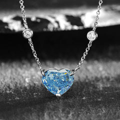 Ocean Blue Heart-shaped Zircon S925 Sterling Silver - FASHIONKULTUR