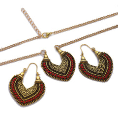 Colored Rope Winding Earrings Necklace Two-piece Set - FASHIONKULTUR