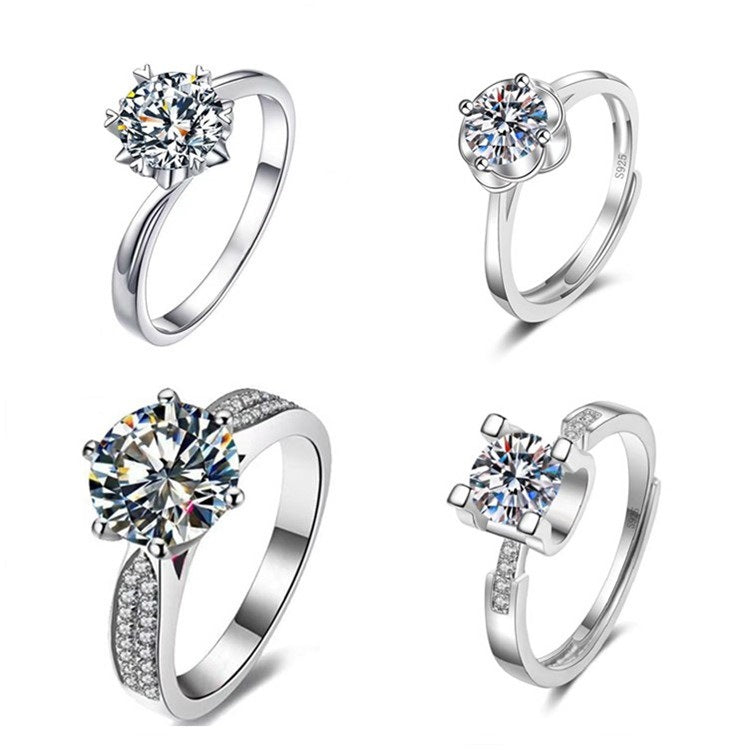 Moissanite Classic Six-claw 1 Karat Open Ring - FASHIONKULTUR