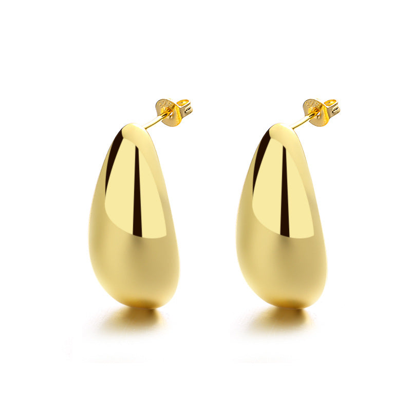 Fashion Jewelry Water Drop Glossy 16k Real Gold Plating Simple And Elegant Earrings - FASHIONKULTUR