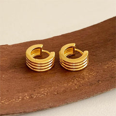 Women's 925 Sterling Silver Striped Minimalist Trendy Earrings