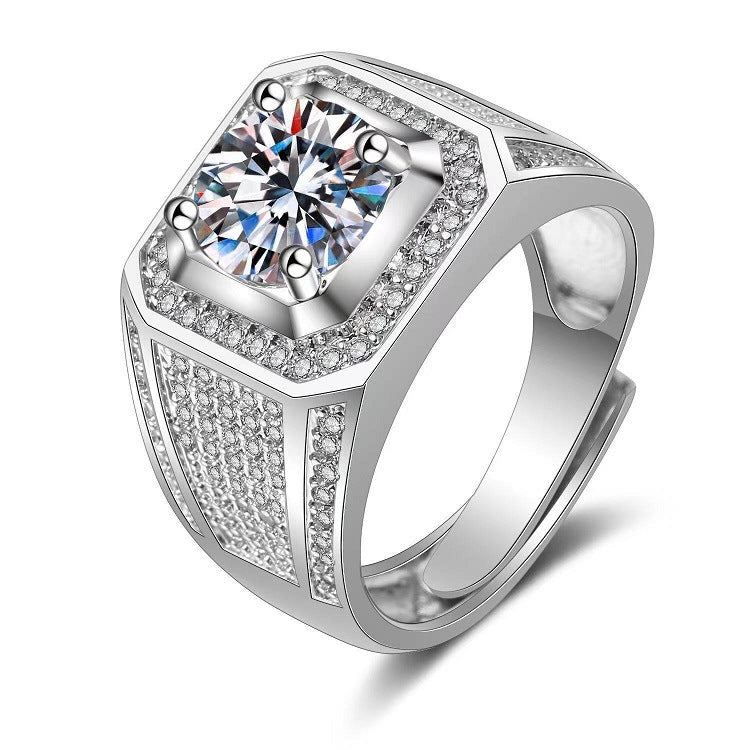 Moissanite Classic Six-claw 1 Karat Open Ring - FASHIONKULTUR