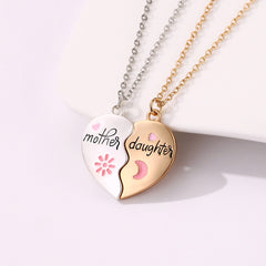 2PCS Set Jewelry Mother Daughter Necklace Matching Heart Magnetic Pendant Fashion Gifts For Mother's Day - FASHIONKULTUR