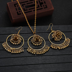 European And American Round Tassel Temperamental Eardrop Necklace Suit Banquet Ornament