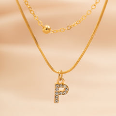 Simple Rhinestone English Letter Pendant Double Layer - FASHIONKULTUR