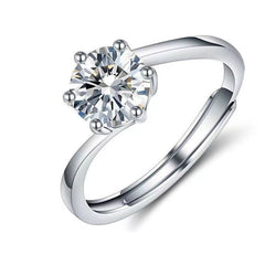 Moissanite Classic Six-claw 1 Karat Open Ring - FASHIONKULTUR