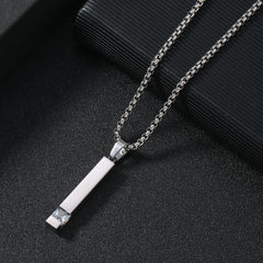 Stainless Steel Zircon Necklace Cold Square Diamond