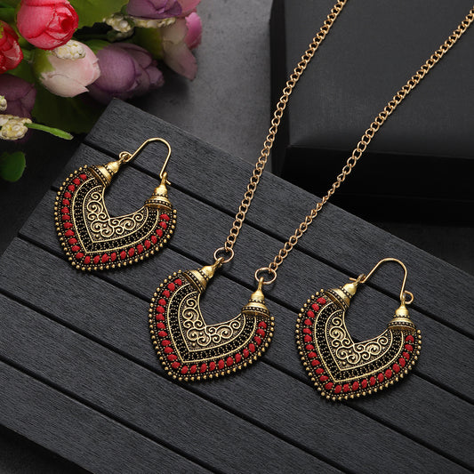 Colored Rope Winding Earrings Necklace Two-piece Set - FASHIONKULTUR