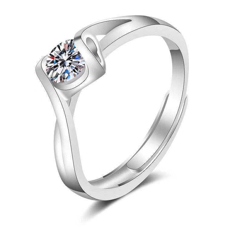 Moissanite Classic Six-claw 1 Karat Open Ring - FASHIONKULTUR