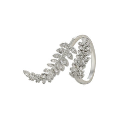 Micro-inlaid Diamond Super Shiny Leaves Open Ring For Women - FASHIONKULTUR