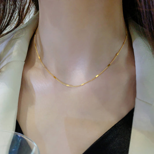 Titanium Steel Necklace 18K Gold Plating Niche Female Design - FASHIONKULTUR