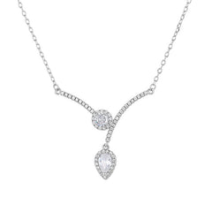 Micro Inlaid Zircon Water Drop V-shaped Necklace Niche High Sense