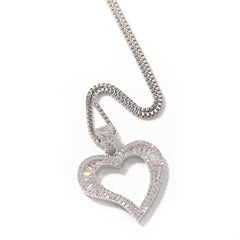 Square Zirconium Small Heart Pendant Simple Hip Hop Necklace - FASHIONKULTUR